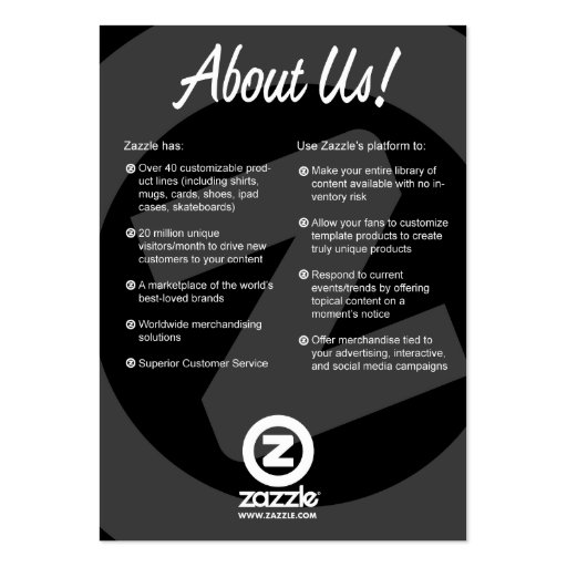 About Us Card Business Card Template (front side)