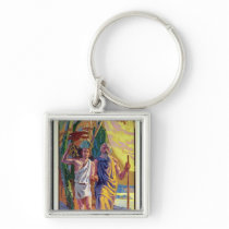 Abraham going to offer Isaac his son Keychain