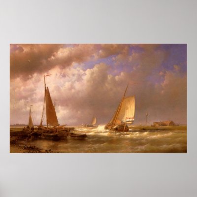 Abraham Hulk Dutch Barges At The Mouth Of An Estua Print by art_world