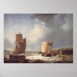 Abraham Hulk Snr Fisherfolk and Ships by the Coast Poster