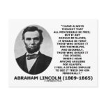 Abraham Lincoln All Men Should Be Free Slavery Post Card