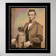 Abraham Lincoln and his cat "Dixie" Print