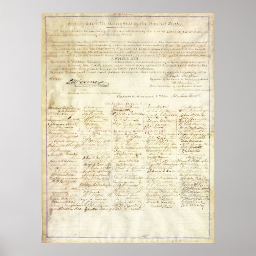 Abraham Lincoln Approval Signature 13th Amendment print