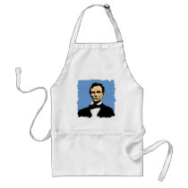 Abraham Lincoln Illustration on Blue Aprons
