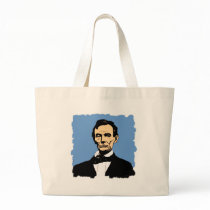 Abraham Lincoln Illustration on Blue Canvas Bags