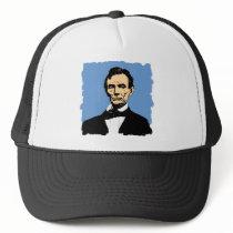 Abraham Lincoln Illustration on Blue Mesh Hats