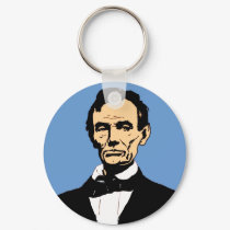 Abraham Lincoln Illustration on Blue keychains