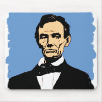 Abraham Lincoln Illustration on Blue Mouse Pads