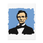 Abraham Lincoln Illustration on Blue Post Card