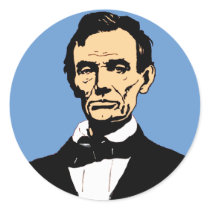 Abraham Lincoln Illustration on Blue Round Sticker
