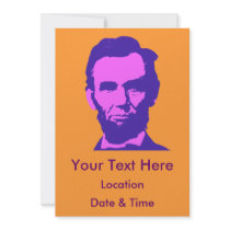 Abraham Lincoln in Pink & Purple Custom Invitations