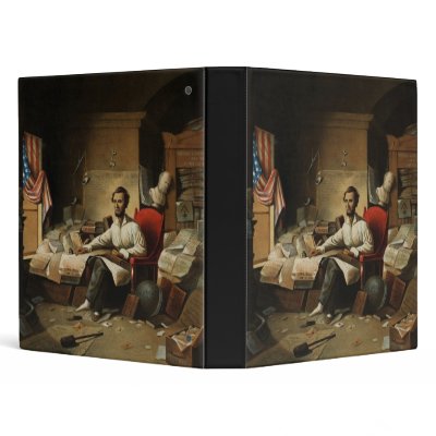 Abraham Lincoln in socks and slipper Vinyl Binder by vintage_cafe