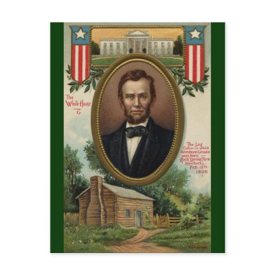 Abraham Lincoln & Log Cabin in Kentucky Postcard by pinkalmond