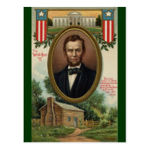Abraham Lincoln & Log Cabin in Kentucky Postcard