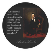 Abraham Lincoln Quote & Portrait Round Sticker