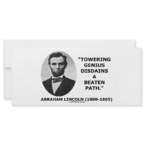 Abraham Lincoln Towering Genius Disdains Beaten Rack Card Design