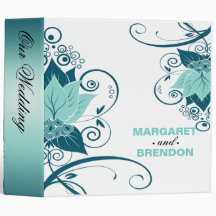 Abraxas Abstract Floral wedding | aqua teal Binders
