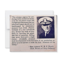 Absences Aid The Enemy - Rear Admiral W.H.P Blandy invitations by ww2posters Absences Aid The Enemy - Rear Admiral W.H.P Blandy invitations