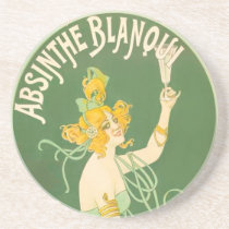 Absinthe Blanoui Vintage Absinthe Poster Art Beverage Coasters