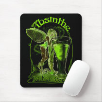 Absinthe La Fee Verte Fairy With Glass mousepads