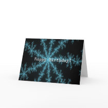 Abstact Blue Snowflake, Birthday Greeting Cards