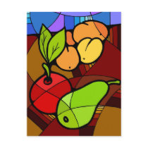 Abstact Fruit Chefs Postcard