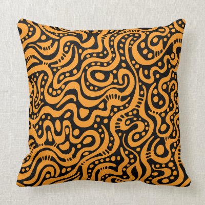 Abstract 041211 - Lt Orange on Black Pillow by artberry
