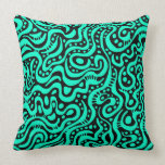 Abstract 041211 - Turquoise on Black Throw Pillows