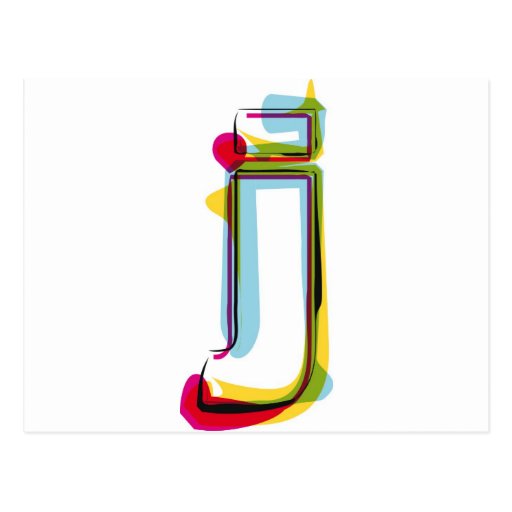 Abstract and colorful letter j postcard Zazzle