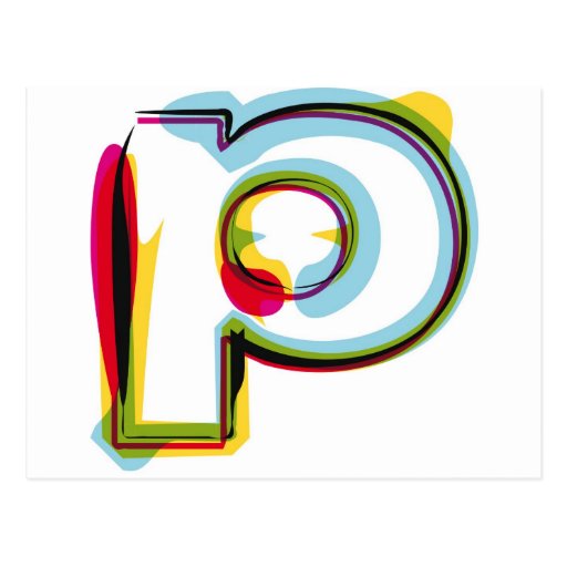 Abstract and colorful letter p postcard | Zazzle