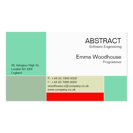 Abstract Aqua & Red Business Card (front side)