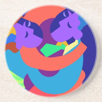 Abstract art colorful dance couple coaster