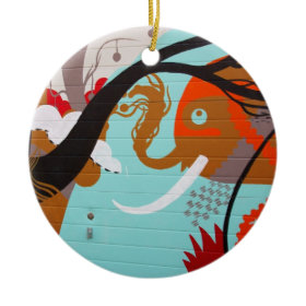Abstract Art Elephant and Tree Ornament