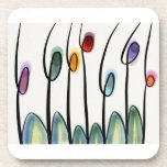 Abstract art flowers cork coasters