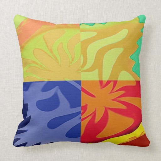 Abstract Art in 4 styles. Yellow,red,blue Throw Pillow