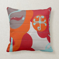 Abstract Art Orange Red Blue Design Pillow