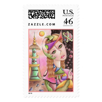 Abstract Art Postage ~ "Far From Home" by DawnyBelle