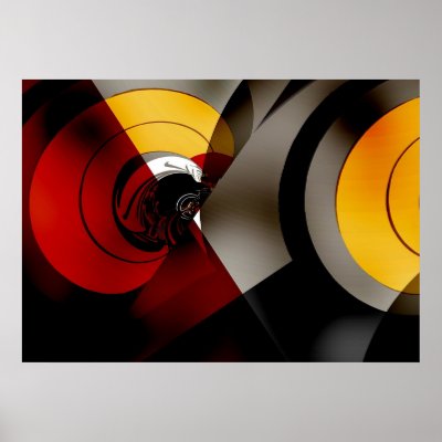 Abstract Art Poster Lunar Space Red Yellow by Darling_Gifts