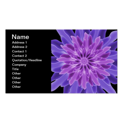 Abstract Art Purple Flower Business Card Templates (front side)
