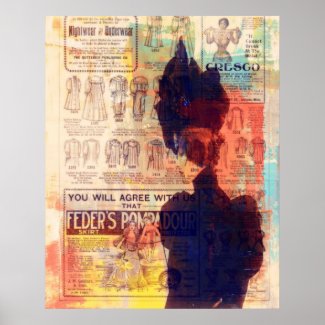 Abstract Art Vintage Woman She Remembers Large Poster
