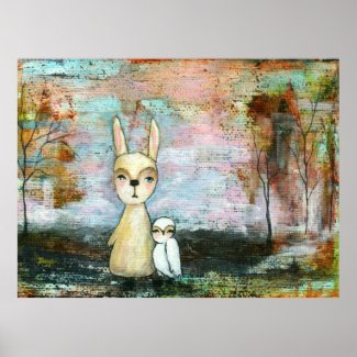 Abstract Art Woodland Animals Huge Painting Poster