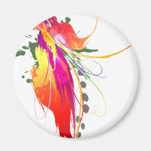 Abstract Bird of Paradise Paint Splatters Refrigerator Magnet