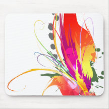 Abstract Bird of Paradise Paint Splatters Mousepads