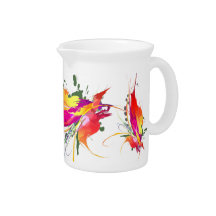 Abstract Bird of Paradise Paint Splatters Pitcher