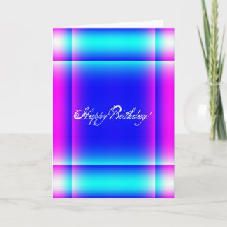 Abstract Birthday Design in Pink and Blue Greeting Cards