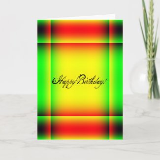 Abstract Birthday, Red, Green, and Yellow Greeting Cards
