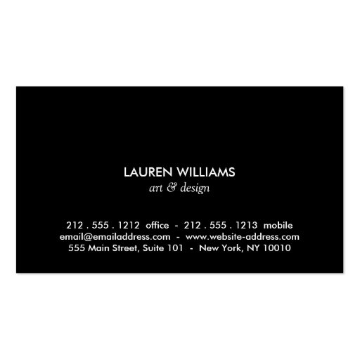 Abstract Black Brushstrokes with Gold Name Logo Business Card Template (back side)