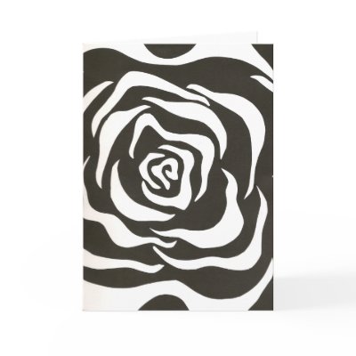 Abstract black white flower greeting cards by Kaitesartcentral