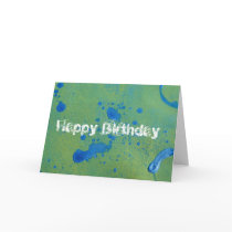 Abstract Blue and Green, Happy Birthday! Cards