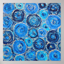Abstract Blue and Silver Circles Poster
